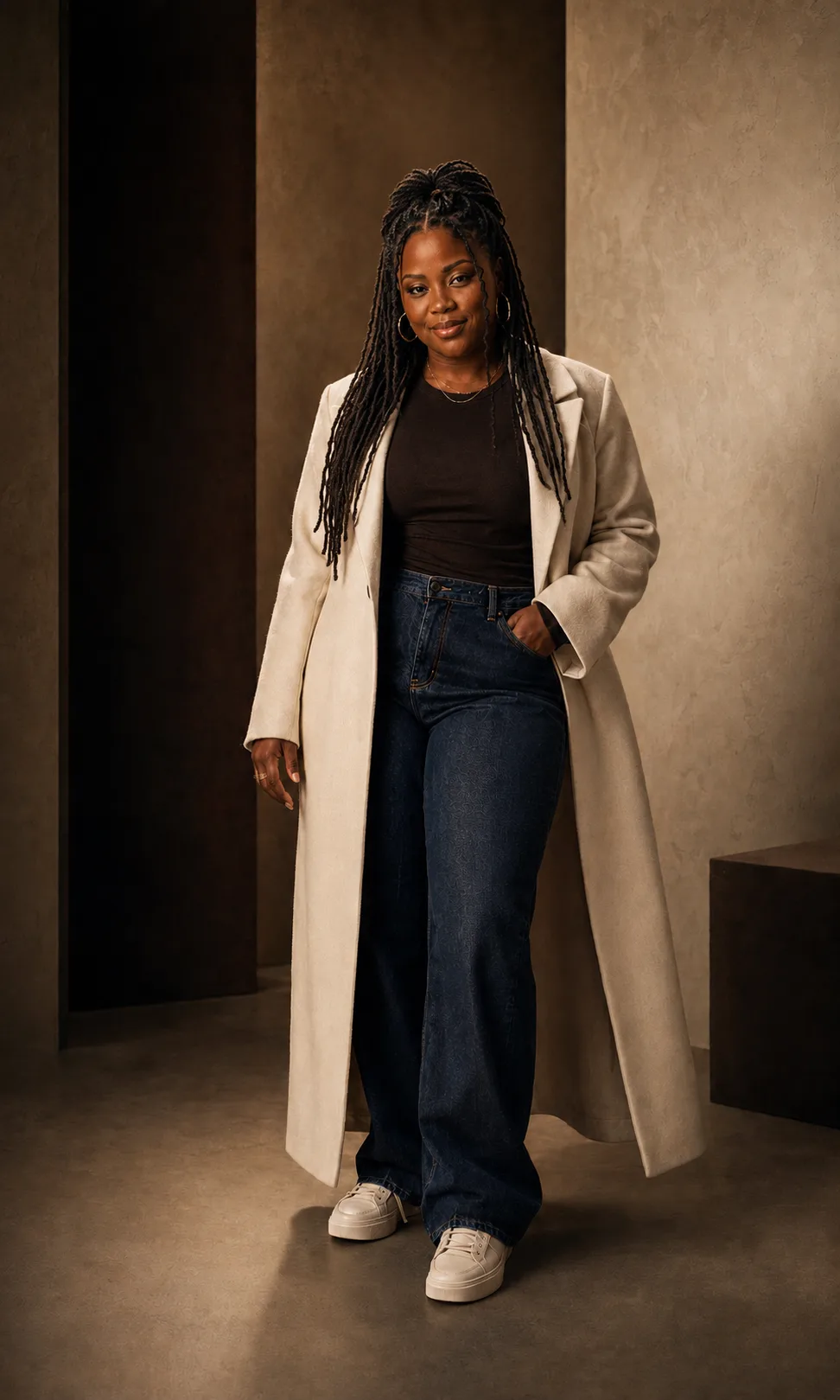 Soulé Soul — editorial promo portrait in ivory overcoat