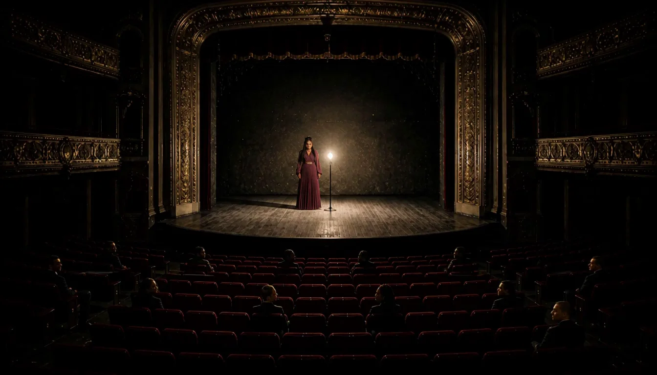 Who Are You — Soulé Soul alone on an empty theater stage beside a single ghost light